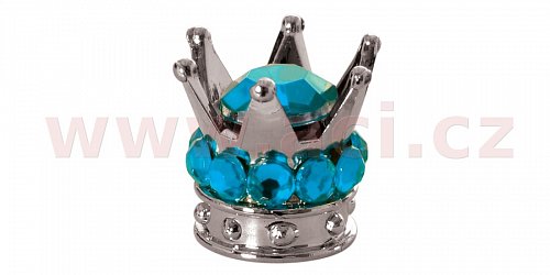 kovové čepičky ventilků Crown, OXFORD - Anglie (stříbrná/modrá, pár)